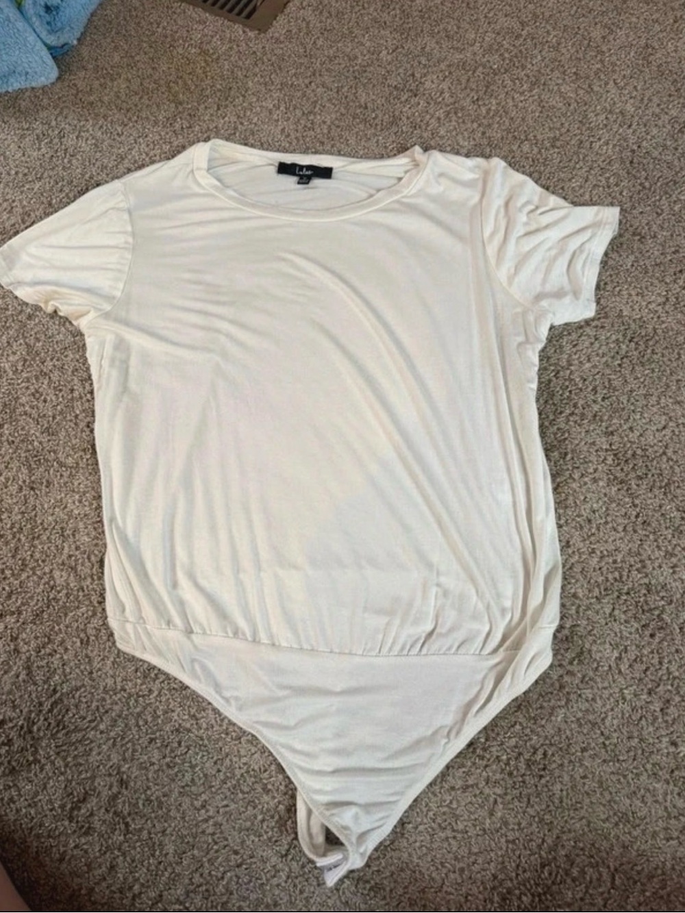 Lulu's Cream Short Sleeve Bodysuit Top